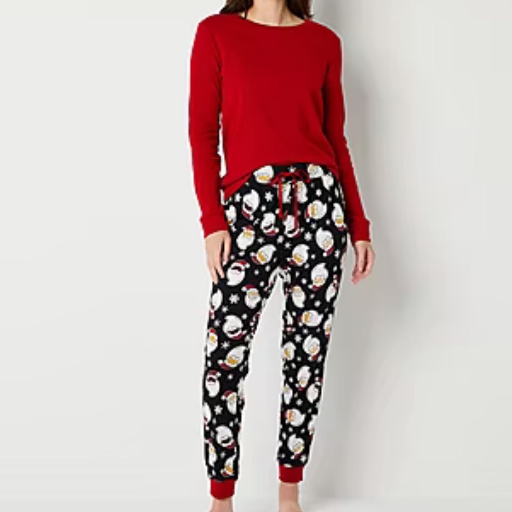 NWT Women's XL Santa Print North Pole Pajama Set